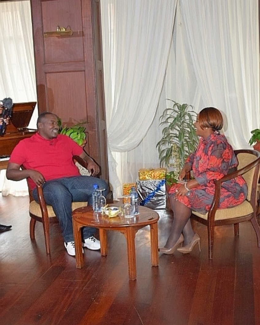 Willis Raburu during the interview with Kalekye Mumo