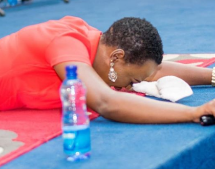The pain of losing a husband! Pregnant Ruth Matete breaks down during husband's funeral (Photos)
