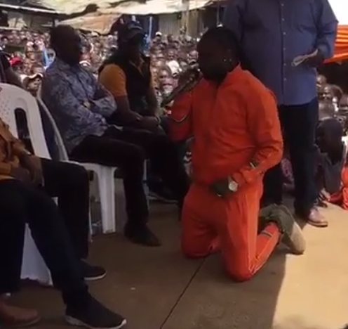 DJ Kris Darling shocks many after kneeling down and begging Raila to support him win vacant Kibra seat(video) 