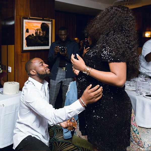 2 in 1! Davido officially proposes to a heavily pregnant Chioma [video]
