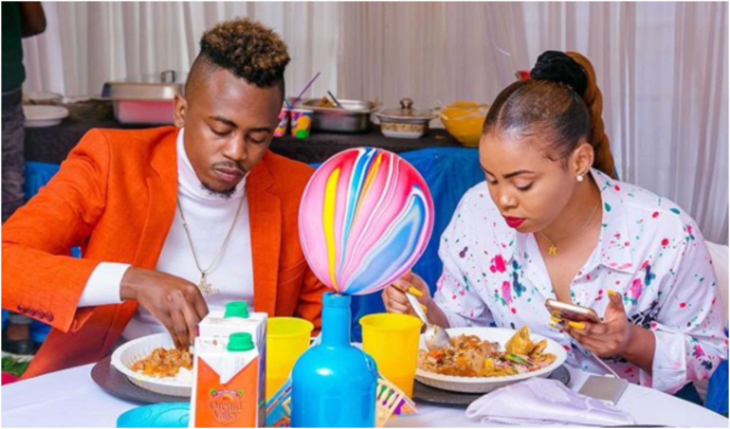 Weezdom and his hot girlfriend steal the show at Diana and Bahati’s son Majesty’s 1st birthday event (Video)