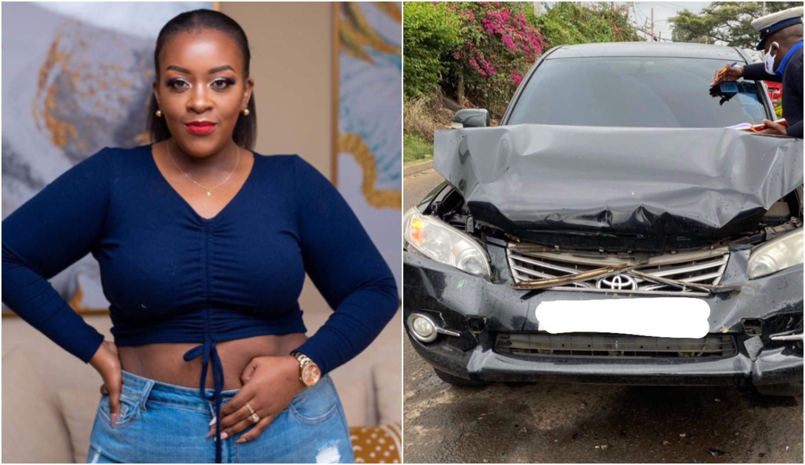 Yummy Mummy involved in road accident (Videos)
