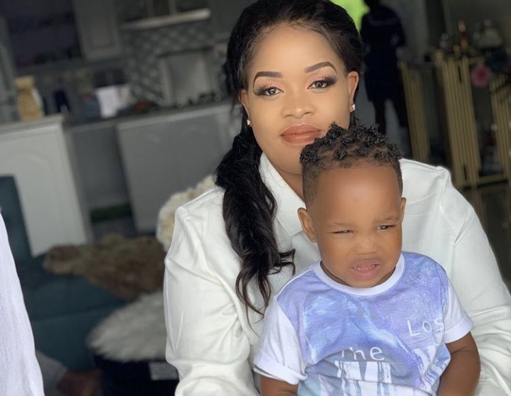 Photos of Bridget Achieng taking a bath with son spark mixed reactions online
