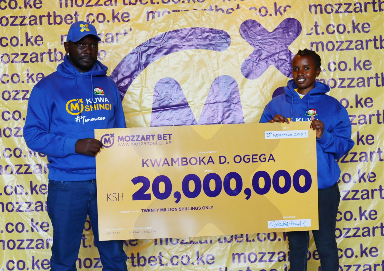 A lucky couple in disbelief as husband uses wife’s account to bet on Mozzart Bet and wins Ksh.20,000,000!