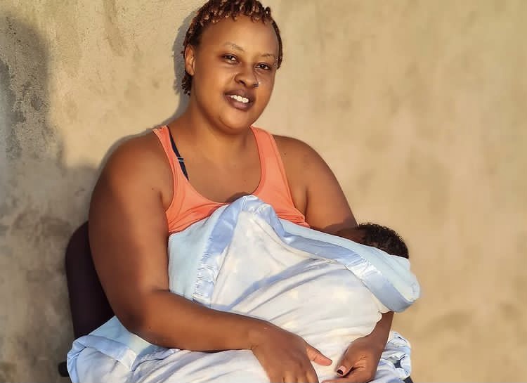 Mummy’s boy! Actress Mama Baha unveils newborn’s face for the first time (Photo)