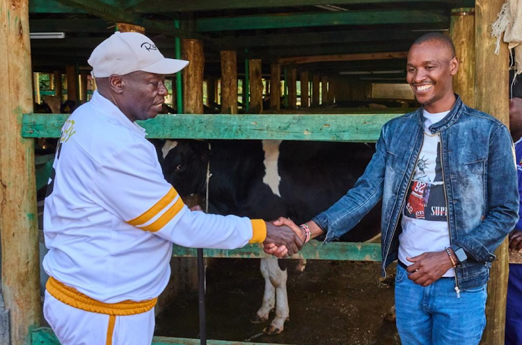 Mugithi Star Samidoh Gifts Cow to Deputy President Gachagua