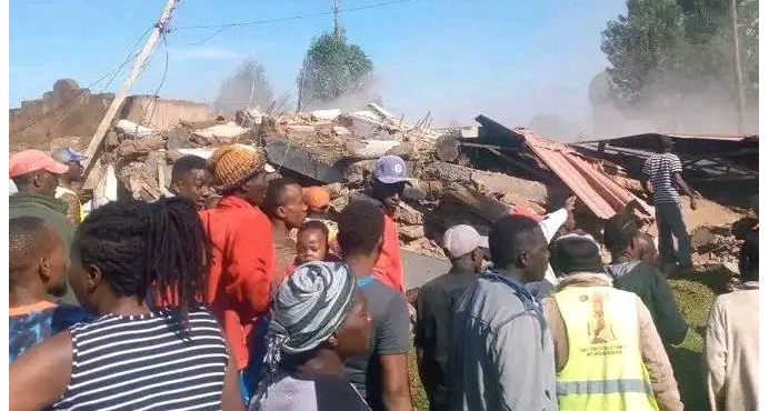 Building Collapses In Nyamira County, Burrying Numerous People, Rescue Efforts Underway