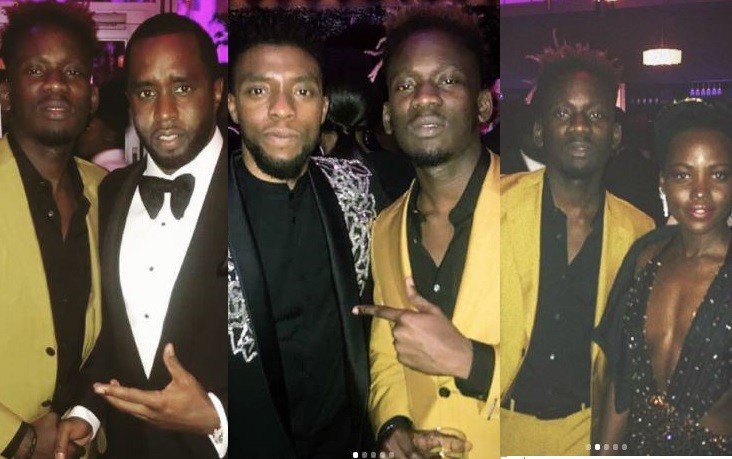 Mr Eazi meets Black Panther stars at the vanity Fair Oscar party