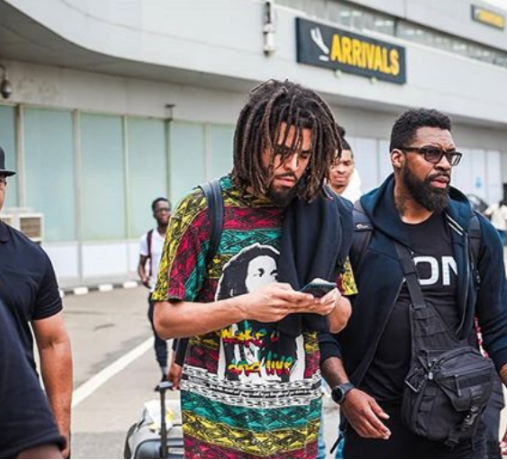 J Cole arrives in Lagos for Castle Lite unlocks concert