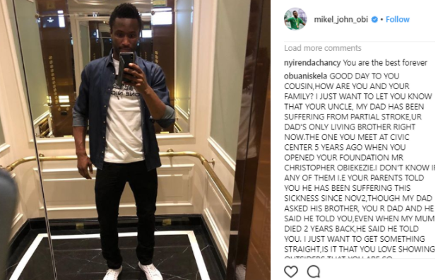 Mikel Obi says that his father was kidnapped before the match with Argetina