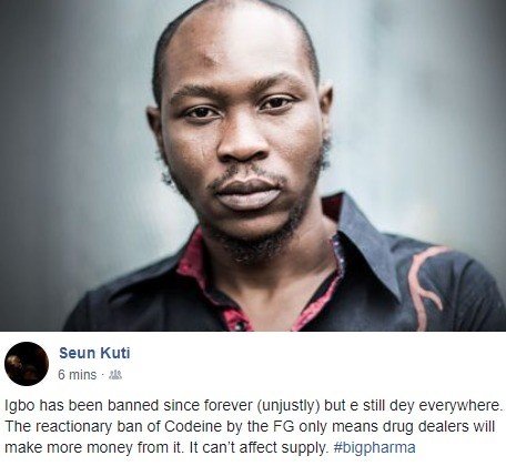“Drug Dealers will make money from the ban of codeine”- Seun Kuti