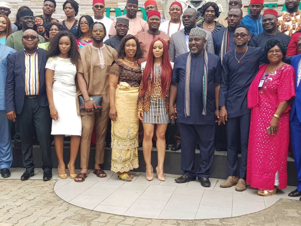 Rochas Okorocha hosts, Miracle, Teddy A, Nina and Bambam in Imo state