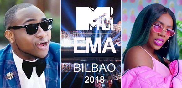 Davido and Tiwa Savage Make MTV EMA Nomination List