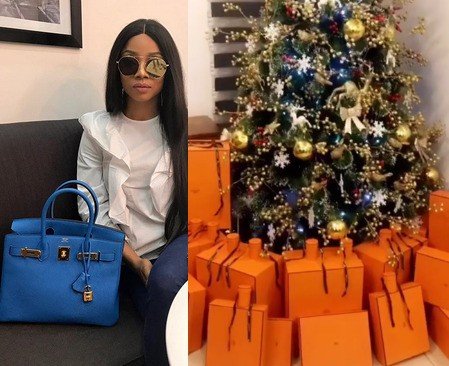 See the Expensive Boxes Under Toke Makinwa’s Christmas Tree