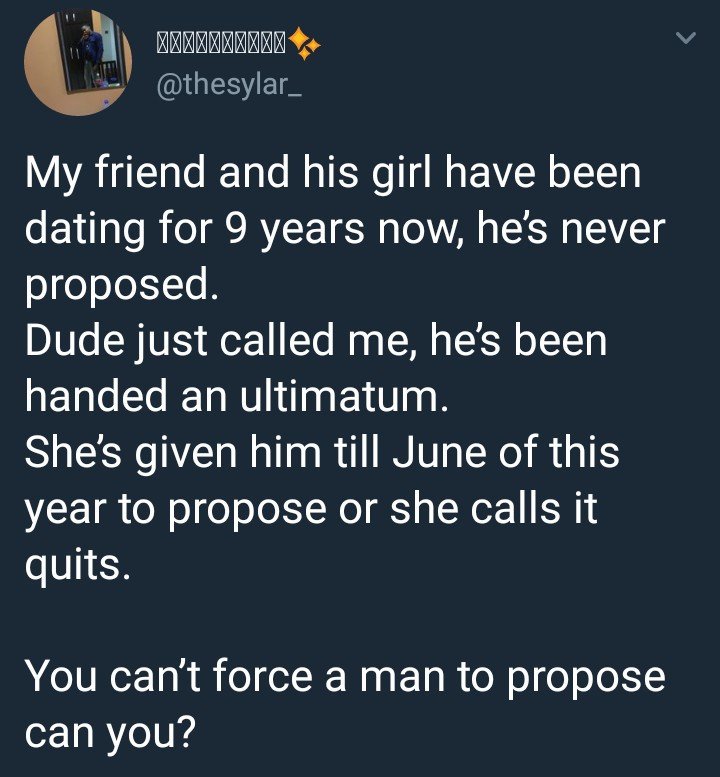 After 9 years of relationship, lady gives her boyfriend ultimatum to propose