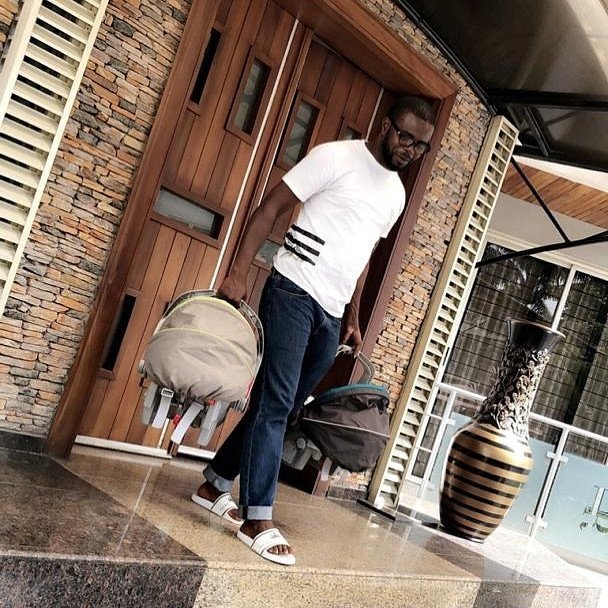 JJC Skillz Screams his Love for his Wife, Funke Akindele as he Steps out with their Twins