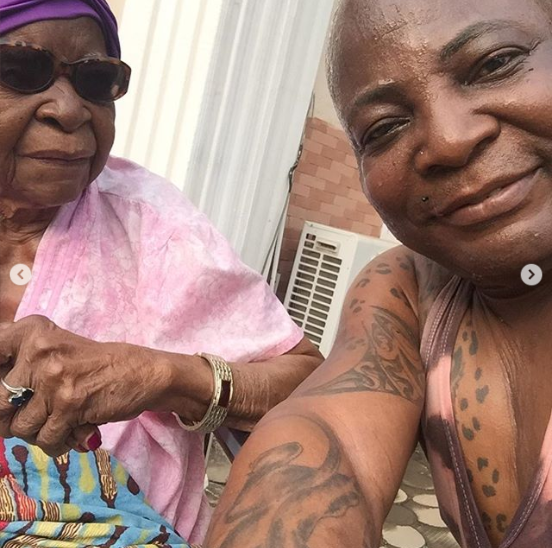 Photos of Charly Boy and 101 years-old grandma
