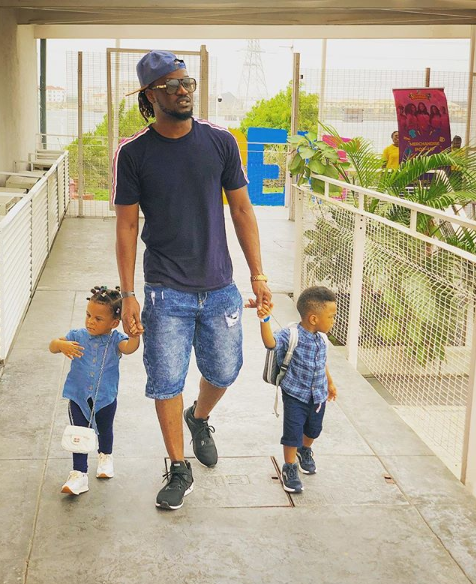 Paul Okoye perform daddy duties as he takes his twins out