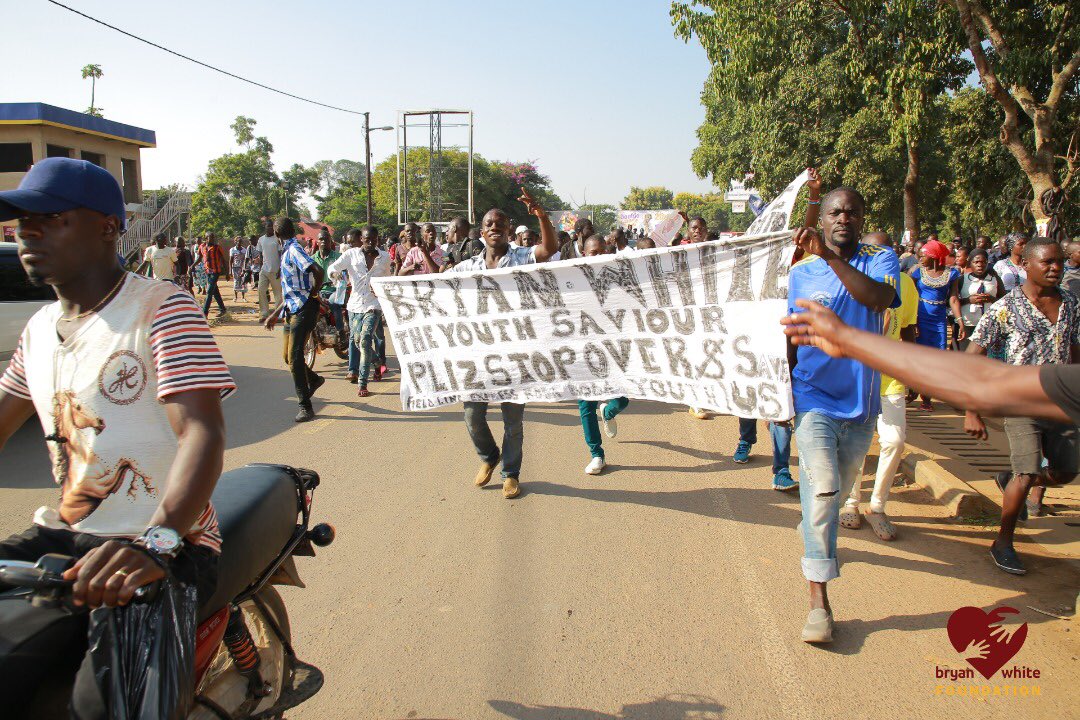 Bryan White Receives Massive Welcome in Arua. Named the “Youth Saviour”