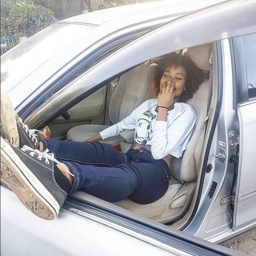 She has no time for small cars! See the guzzler that the ex girlfriend of Kibaki’s grandson Elodie Zone is driving