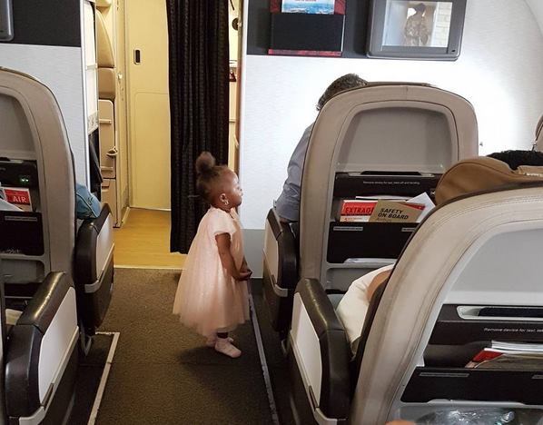Diamond’s daughter Tiffah Dangote causes a stir on the plane (Photos)